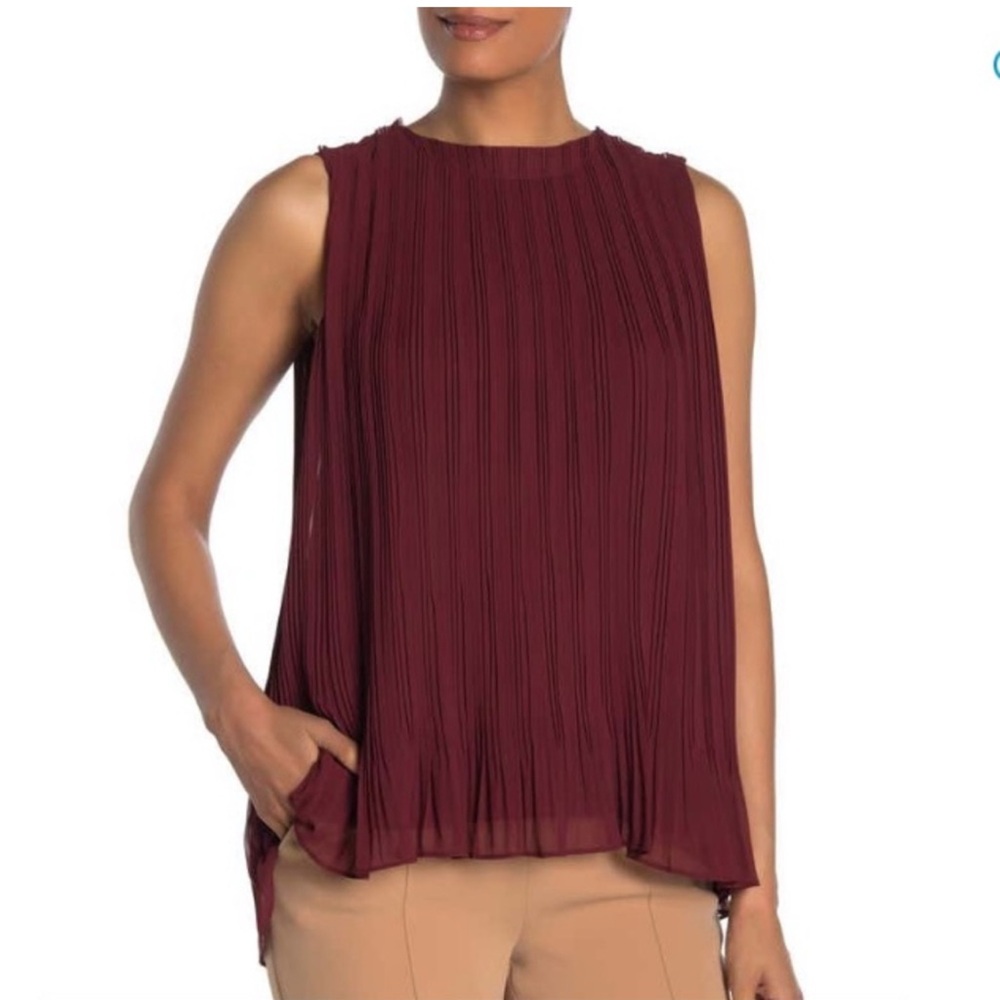 Club Monaco Red Pleated Blouse